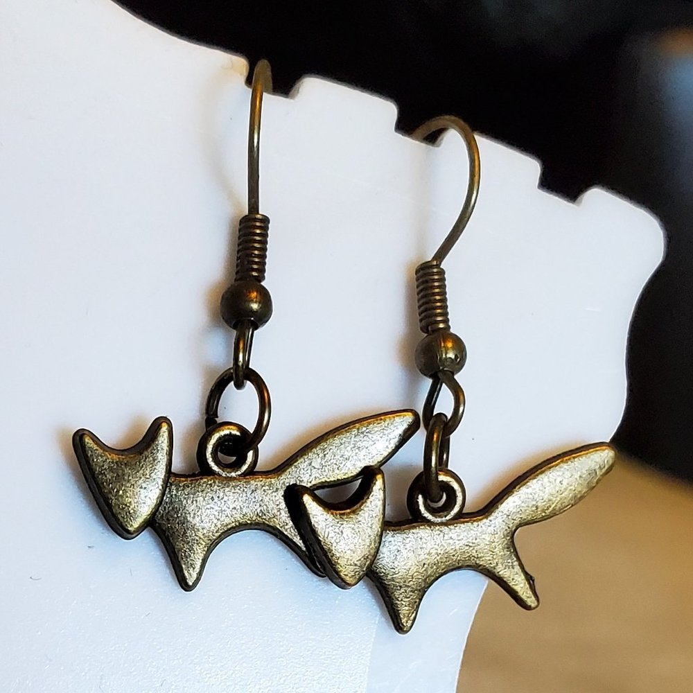 Bronze Hook Fox Theme Dangle Earrings Animal Theme